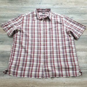St Johns Bay Mens XL Short Sleeve Shirt Casual Work Plaid Cotton Sport Camp WEAR
